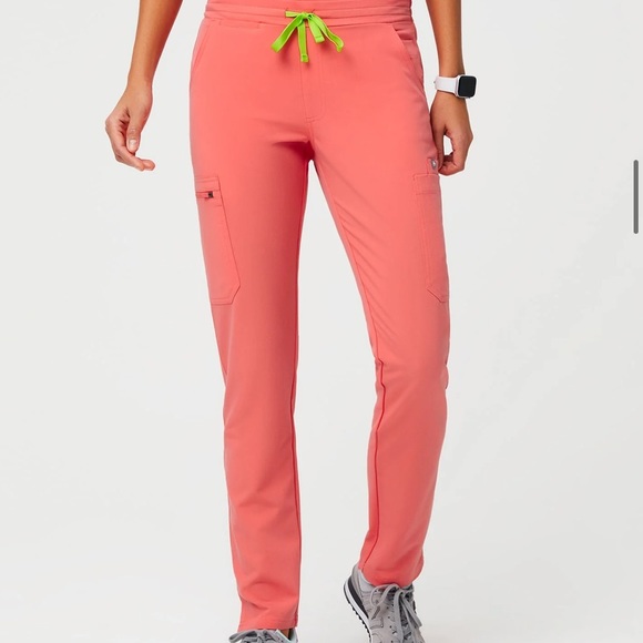Figs Pants - Figs Hot Coral Yola Large/Tall Scrub Pants